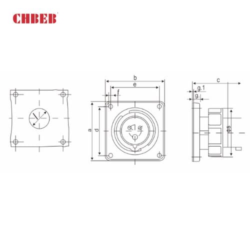 16A 3-Pin Appliance Inlet, IP67, 230V, IEC 60309 Blue Panel Mounted Device Inlet (6h)