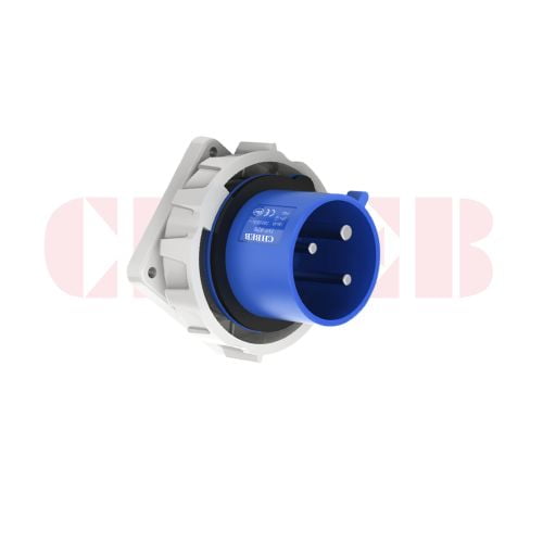 16A 3-Pin Appliance Inlet, IP67, 230V, IEC 60309 Blue Panel Mounted Device Inlet (6h)