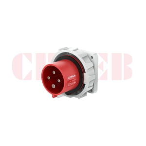 16A 4-Pin Appliance Inlet, IP67, 400V, IEC 60309 Red Panel Mounted Device Inlet (6h)