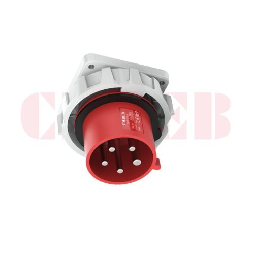 16A 5-Pin Appliance Inlet, IP67, 400V, IEC 60309 Red Panel Mounted Device Inlet (6h)