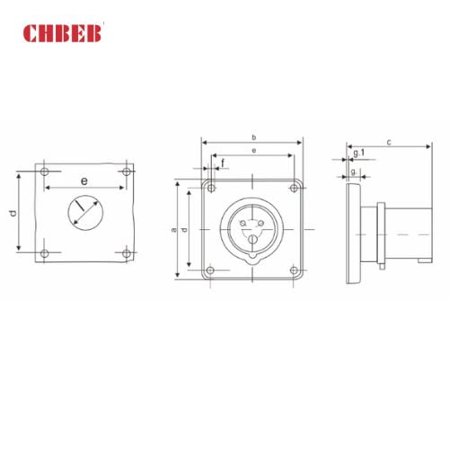 32A 3-Pin Appliance Inlet, IP44, 230V, IEC 60309 Blue Panel Mounted Device Inlet (6h)