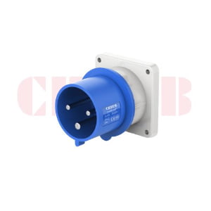 32A 3-Pin Appliance Inlet, IP44, 230V, IEC 60309 Blue Panel Mounted Device Inlet (6h)