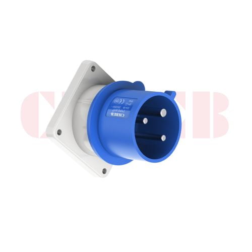 32A 3-Pin Appliance Inlet, IP44, 230V, IEC 60309 Blue Panel Mounted Device Inlet (6h)