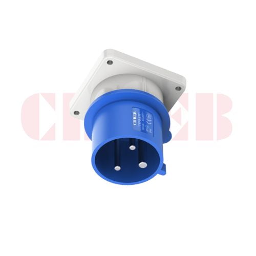 32A 3-Pin Appliance Inlet, IP44, 230V, IEC 60309 Blue Panel Mounted Device Inlet (6h)