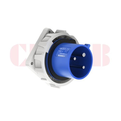 32A 3-Pin Appliance Inlet, IP67, 230V, IEC 60309 Blue Panel Mounted Device Inlet (6h)