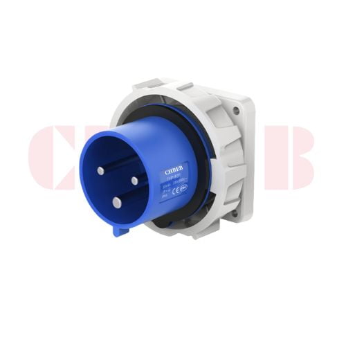 32A 3-Pin Appliance Inlet, IP67, 230V, IEC 60309 Blue Panel Mounted Device Inlet (6h)