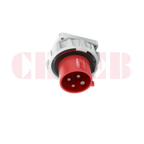 32A 4-Pin Appliance Inlet, IP67, 400V, IEC 60309 Red Panel Mounted Device Inlet (6h)