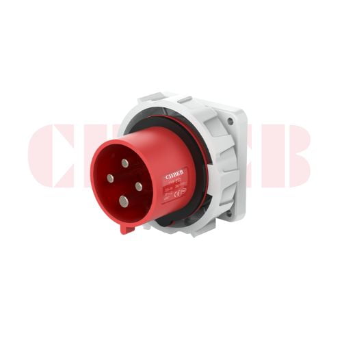 32A 4-Pin Appliance Inlet, IP67, 400V, IEC 60309 Red Panel Mounted Device Inlet (6h)