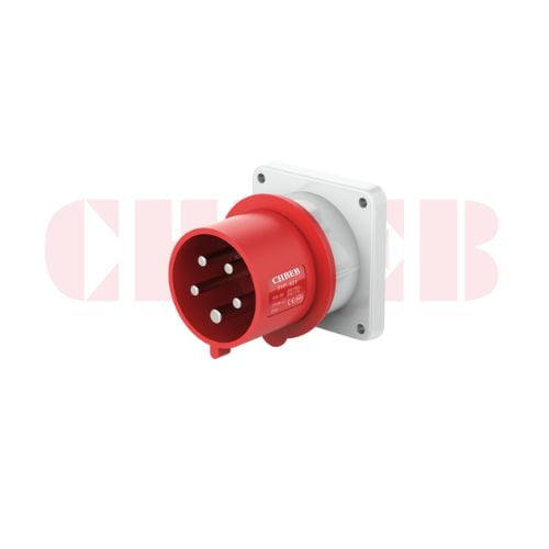 32A 5-Pin Appliance Inlet, IP44, 400V, IEC 60309 Red Panel Mounted Device Inlet (6h)