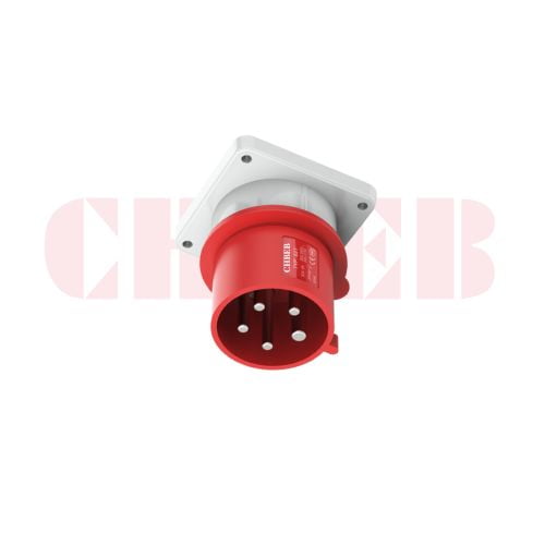 32A 5-Pin Appliance Inlet, IP44, 400V, IEC 60309 Red Panel Mounted Device Inlet (6h)