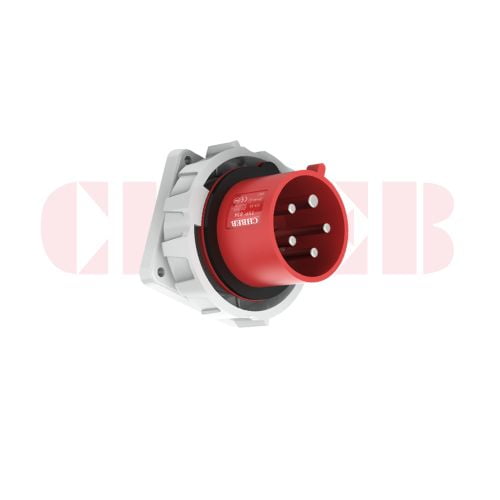 32A 5-Pin Appliance Inlet, IP67, 400V, IEC 60309 Red Panel Mounted Device Inlet (6h)