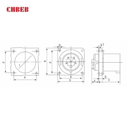 63A 3-Pin Appliance Inlet, IP44, 230V, IEC 60309 Blue Panel Mounted Device Inlet (6h)