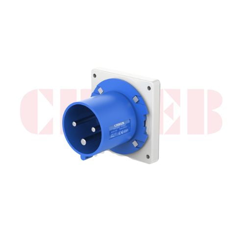 63A 3-Pin Appliance Inlet, IP44, 230V, IEC 60309 Blue Panel Mounted Device Inlet (6h)