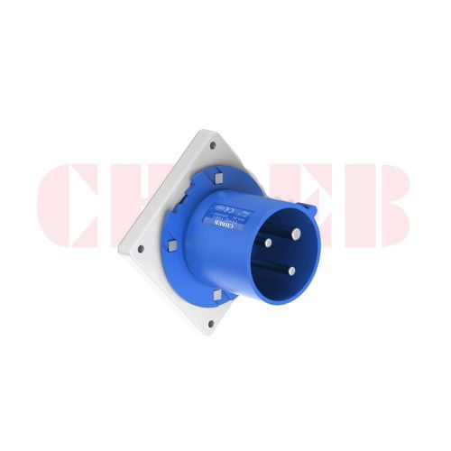 63A 3-Pin Appliance Inlet, IP44, 230V, IEC 60309 Blue Panel Mounted Device Inlet (6h)