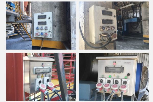 A collection of various industrial plugs, sockets, and distribution boxes