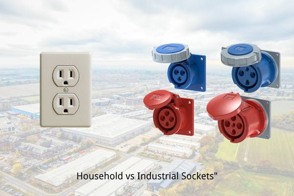 A comparison of a household socket and a heavy-duty industrial socket