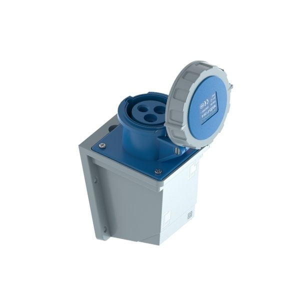 16A 3-Pin Waterproof Enclosed Industrial Socket, IP67, 230V, IEC 60309 Blue CEE Socket (6h)