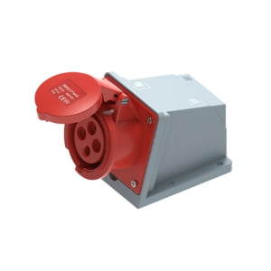 16A 4-Pin Enclosed Industrial Socket, IP44, 400V, IEC 60309 Red CEE Socket (6h)
