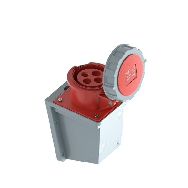 16A 4-Pin Waterproof Enclosed Industrial Socket, IP67, 400V, IEC 60309 Red CEE Socket (6h)