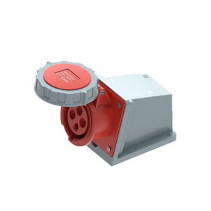 16A 4-Pin Waterproof Enclosed Industrial Socket, IP67, 400V, IEC 60309 Red CEE Socket (6h)