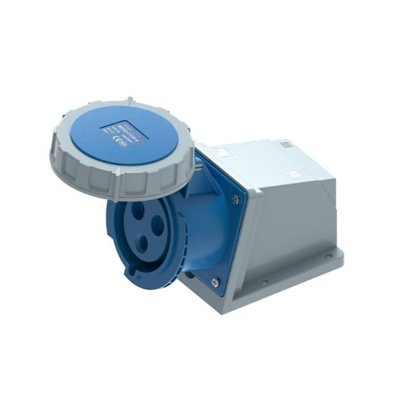 32A 3-Pin Enclosed Industrial Socket, IP67, 230V, IEC 60309 Blue CEE Socket (6h)