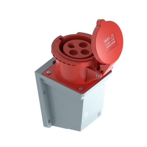 32A 4-Pin Enclosed Industrial Socket, IP44, 400V, IEC 60309 Red CEE Socket (6h)