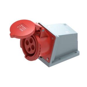 32A 4-Pin Enclosed Industrial Socket, IP44, 400V, IEC 60309 Red CEE Socket (6h)