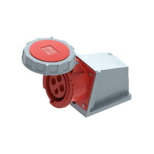 32A 4-Pin Enclosed Industrial Socket, IP67, 400V, IEC 60309 Red CEE Socket (6h)