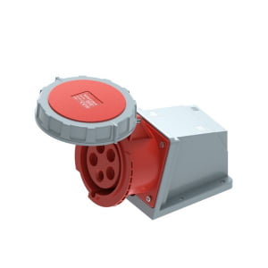 32A 5-Pin Enclosed Industrial Socket, IP67, 400V, IEC 60309 Red CEE Socket (6h)