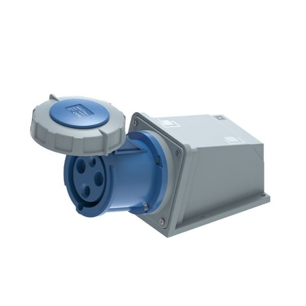 63A 3-Pin Enclosed Industrial Socket, IP67, 230V, IEC 60309 Blue CEE Socket (6h)