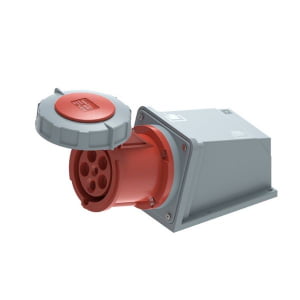 125A 4-Pin Enclosed Industrial Socket, IP67, 400V, IEC 60309 Red CEE Socket (6h)