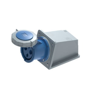 125A 3-Pin Enclosed Industrial Socket, IP67, 230V, IEC 60309 Blue CEE Socket (6h)