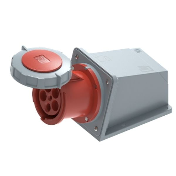 125A 5-Pin Enclosed Industrial Socket, IP67, 400V, IEC 60309 Red CEE Socket (6h)