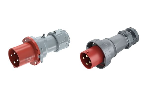 A blueprint of a custom industrial plug next to the finished product.