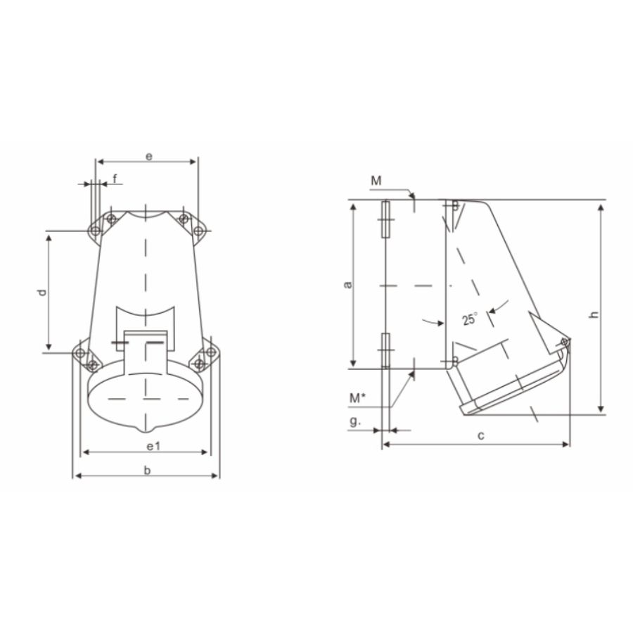 16A 3-Pin Industrial Socket, IP44, 230V, IEC 60309 Blue CEE Socket (6h)
