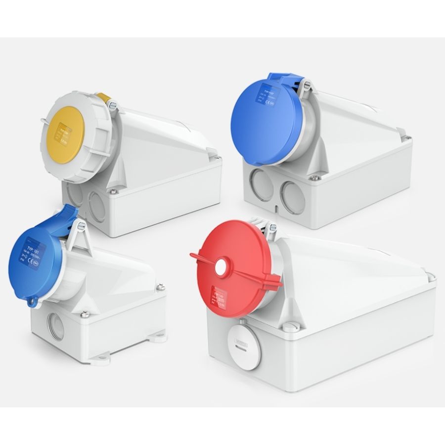 16A 5-Pin Industrial Socket, IP44, 400V, IEC 60309 Red CEE Socket (6h)