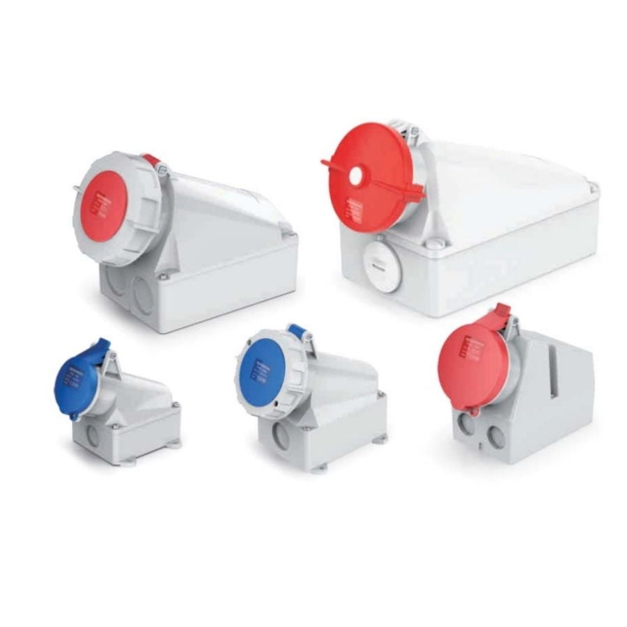 63A 5-Pin Industrial Socket, IP44, 400V, IEC 60309 Red CEE Socket (6h)