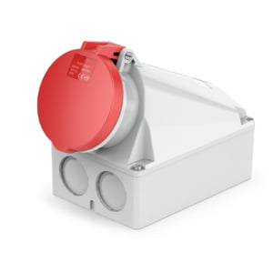 63A 4-Pin Industrial Socket, IP44, 400V, IEC 60309 Red CEE Socket (6h)