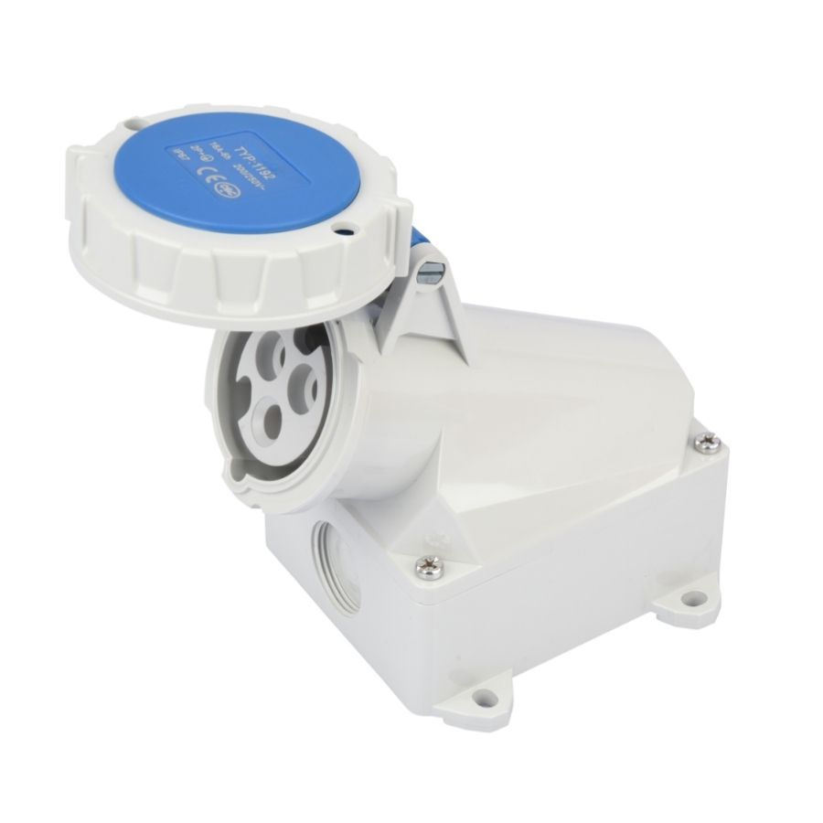 16A 3-Pin Waterproof Industrial Socket, IP67, 230V, IEC 60309 Blue CEE Socket (6h)