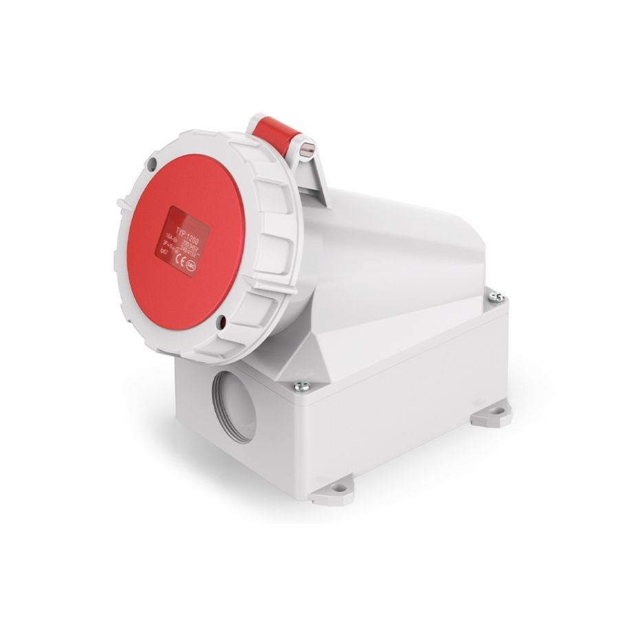 16A 5-Pin Waterproof Industrial Socket, IP67, 400V, IEC 60309 Red CEE Socket (6h)
