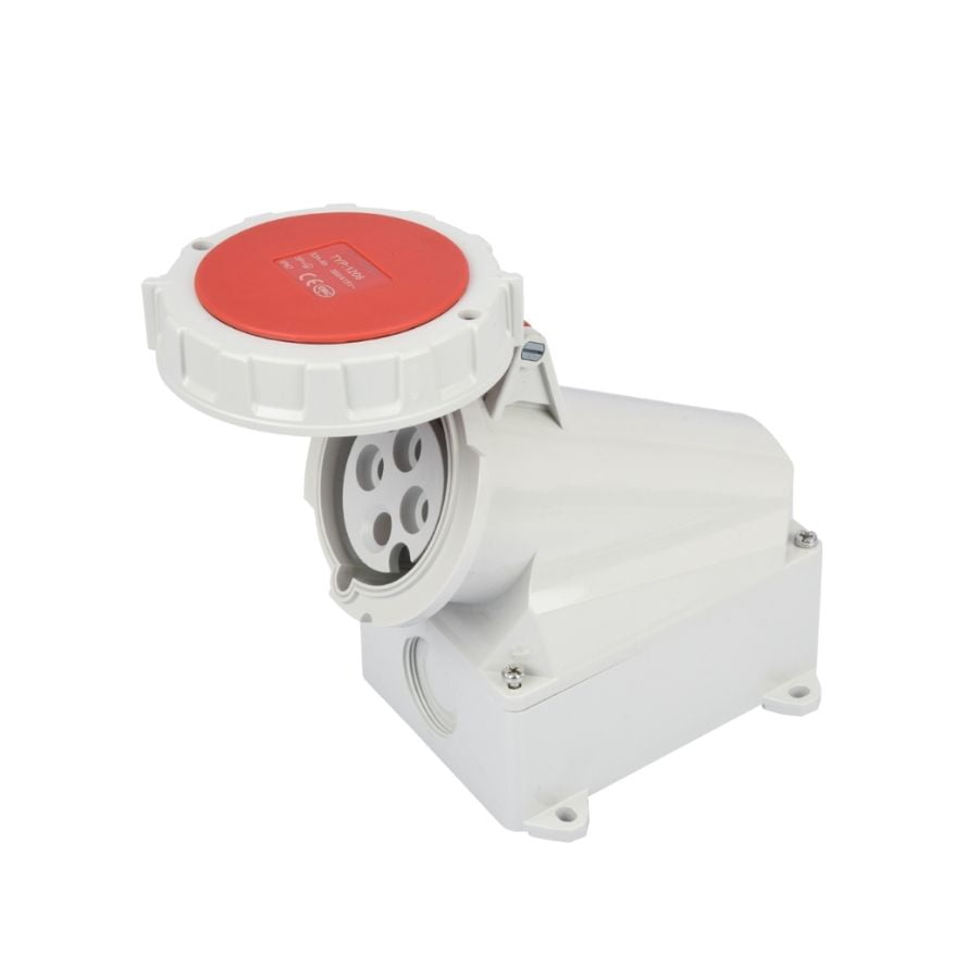 32A 4-Pin Waterproof Industrial Socket, IP67, 400V, IEC 60309 Red CEE Socket (6h)