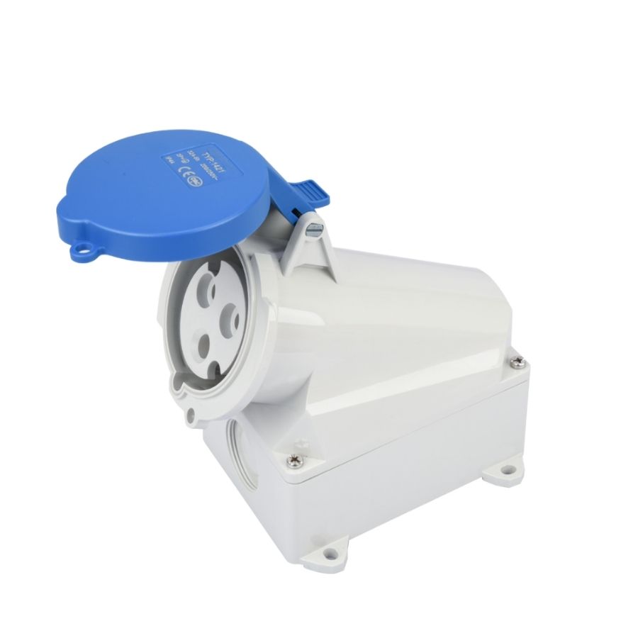 32A 3-Pin Industrial Socket, IP44, 230V, IEC 60309 Blue CEE Socket (6h)