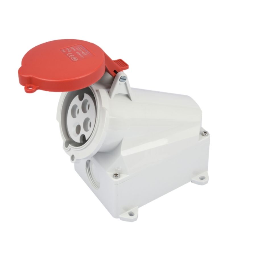 32A 4-Pin Industrial Socket, IP44, 400V, IEC 60309 Red CEE Socket (6h)