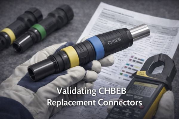 Validating a Replacement Connector Technician inspecting an industrial connector's specifications