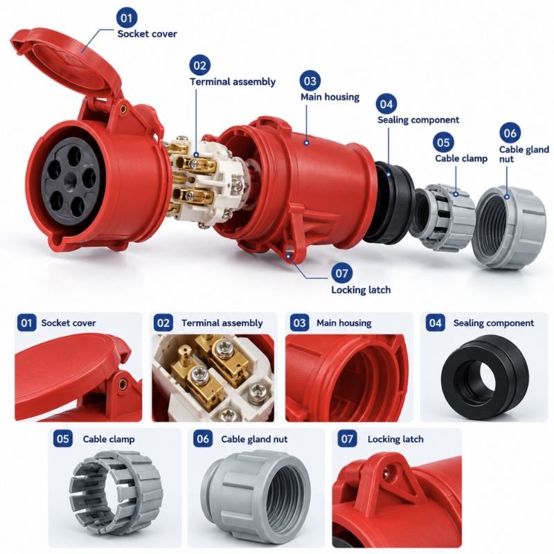 Connector cable entry and sealing components