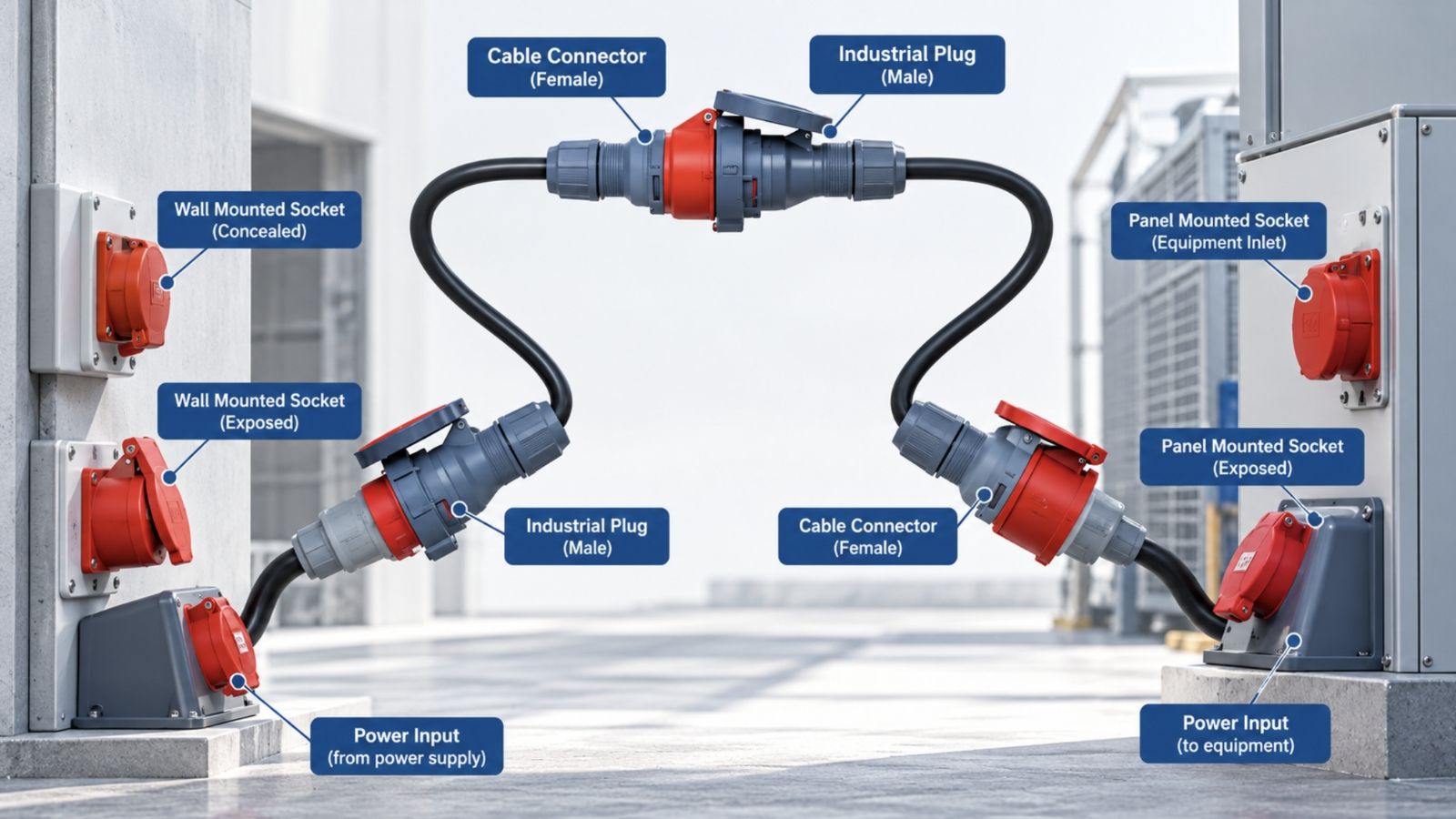 Industrial plug and female connector matching diagram
